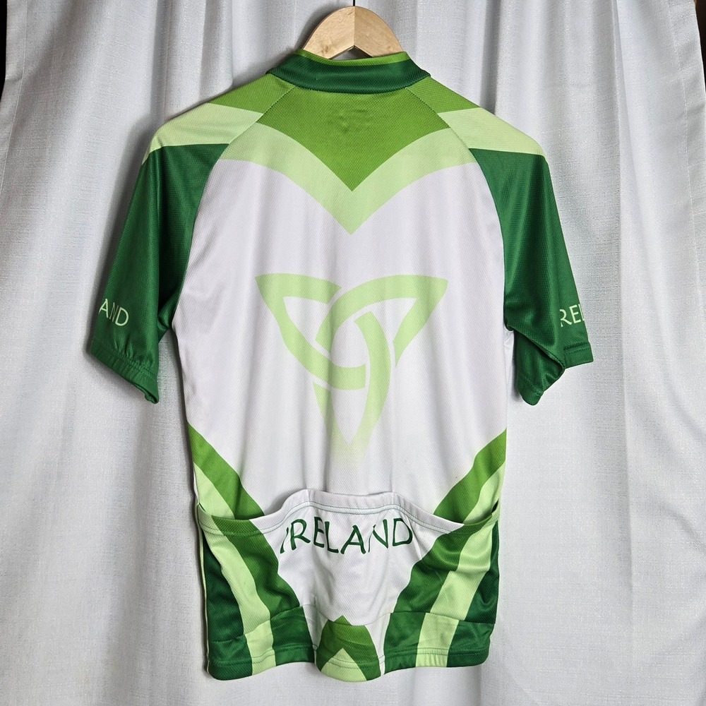 Dolmen Clothing Mens Ireland Cycling Jersey Short Sleeve Green White M - Picture 3 of 10